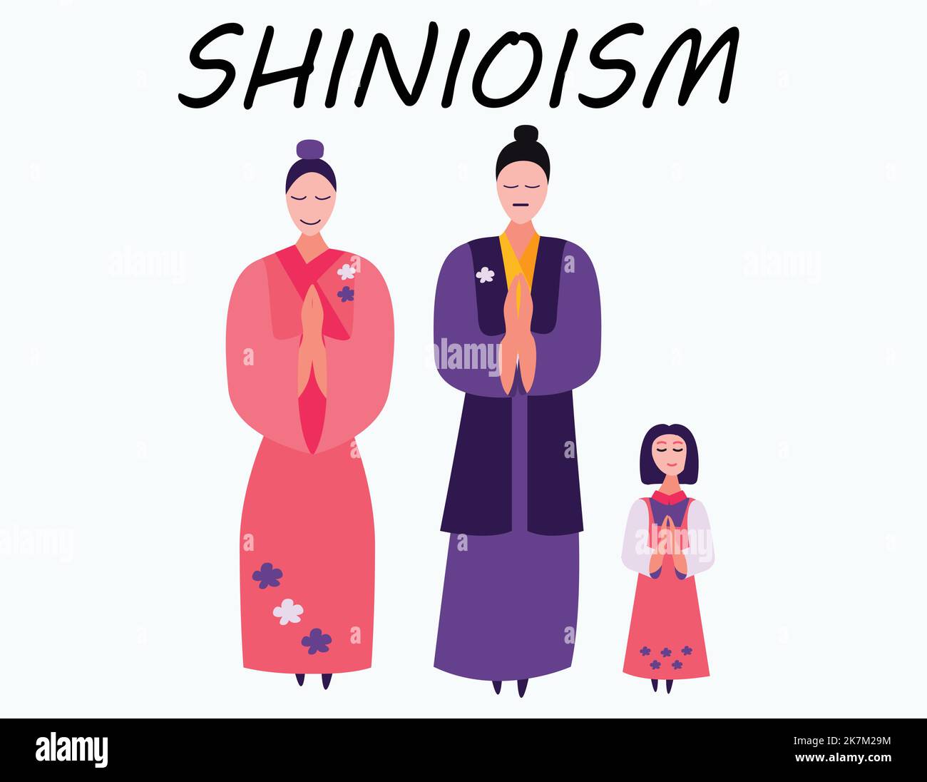 shinioism religion couple wearing traditional outfit illustration Stock Vector