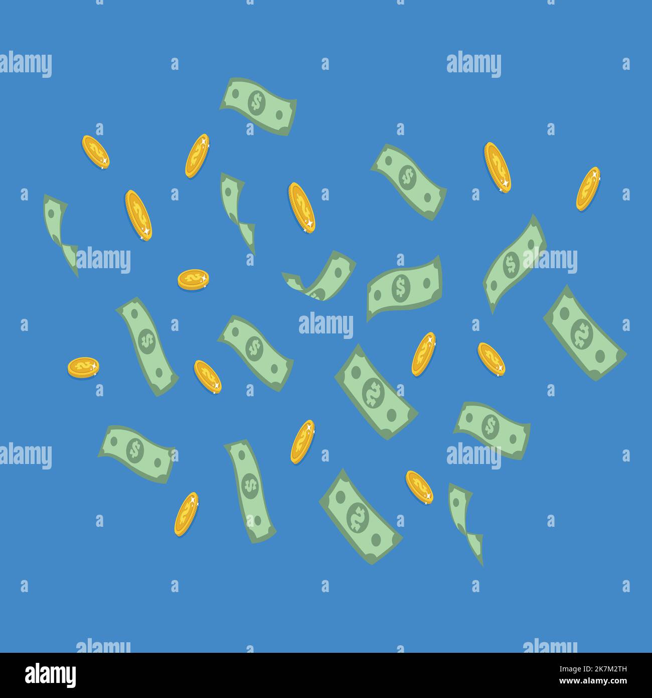 money and coins flying in the air vector illustration Stock Vector