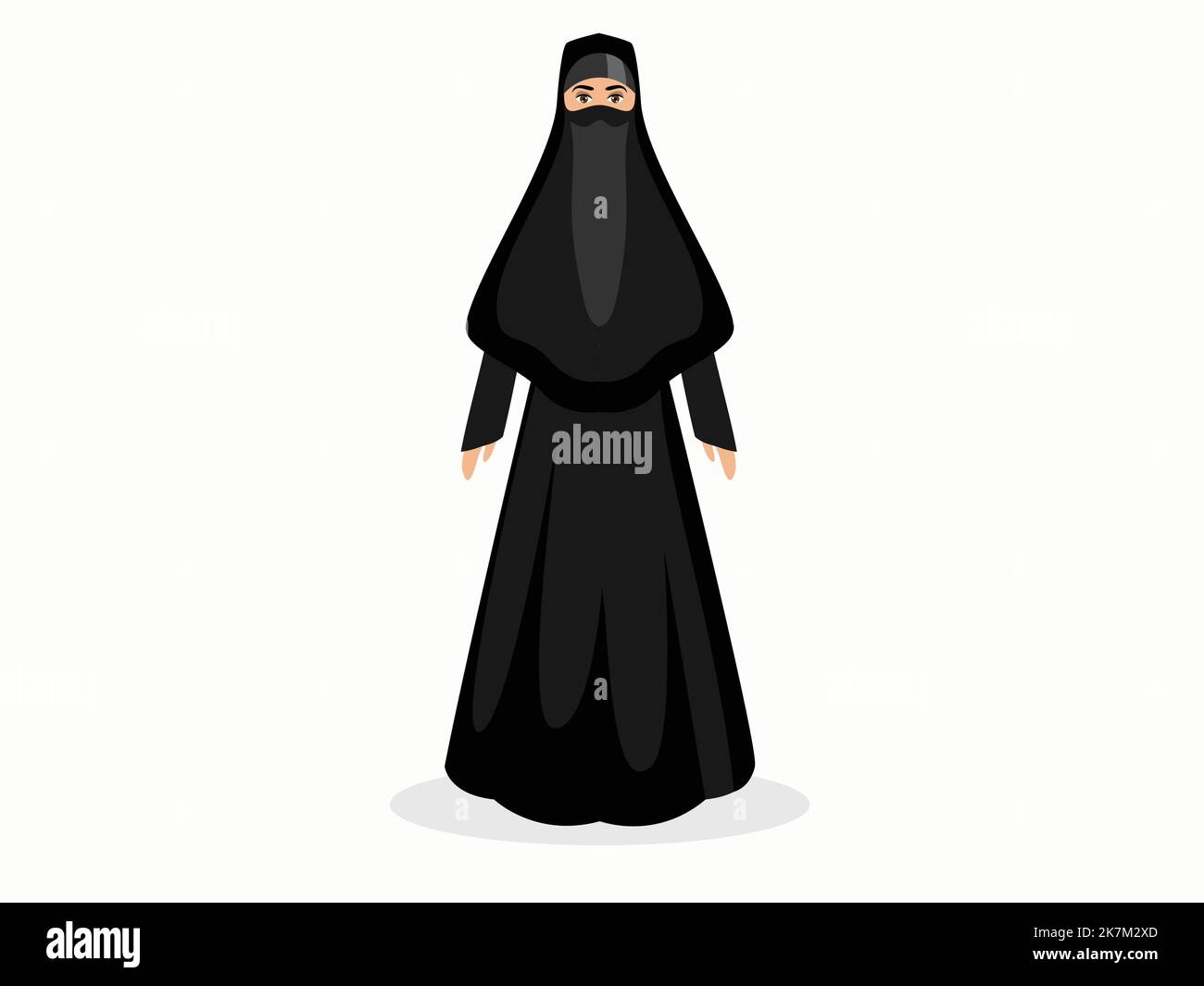 Arabian women traditional Islamic outfit, use to cover body and head. Stock Vector