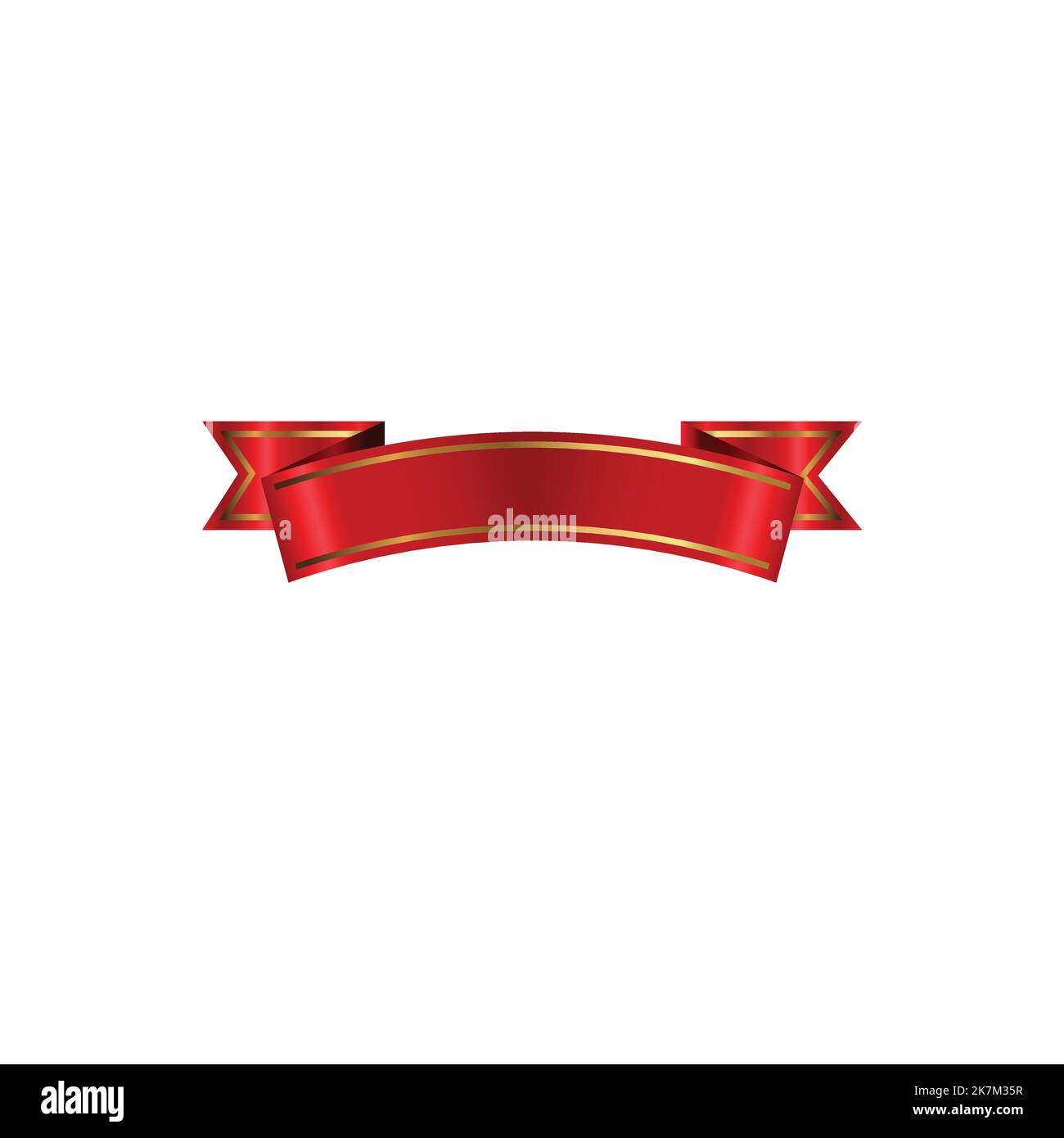 Premium quality single red gradient ribbon banner Vector illustration on white isolated background. Stock Vector