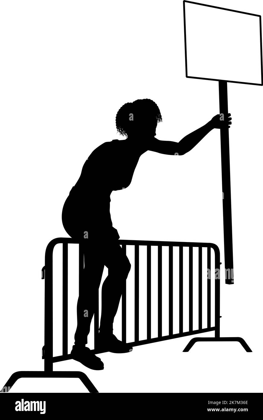 Protest Rally March Picket Sign Silhouette Person Stock Vector Image