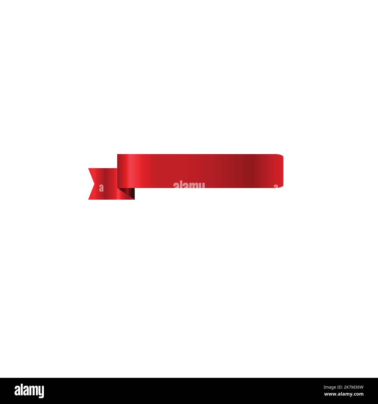 Beautiful single red gradient ribbon banner Vector illustration on white isolated background. Stock Vector