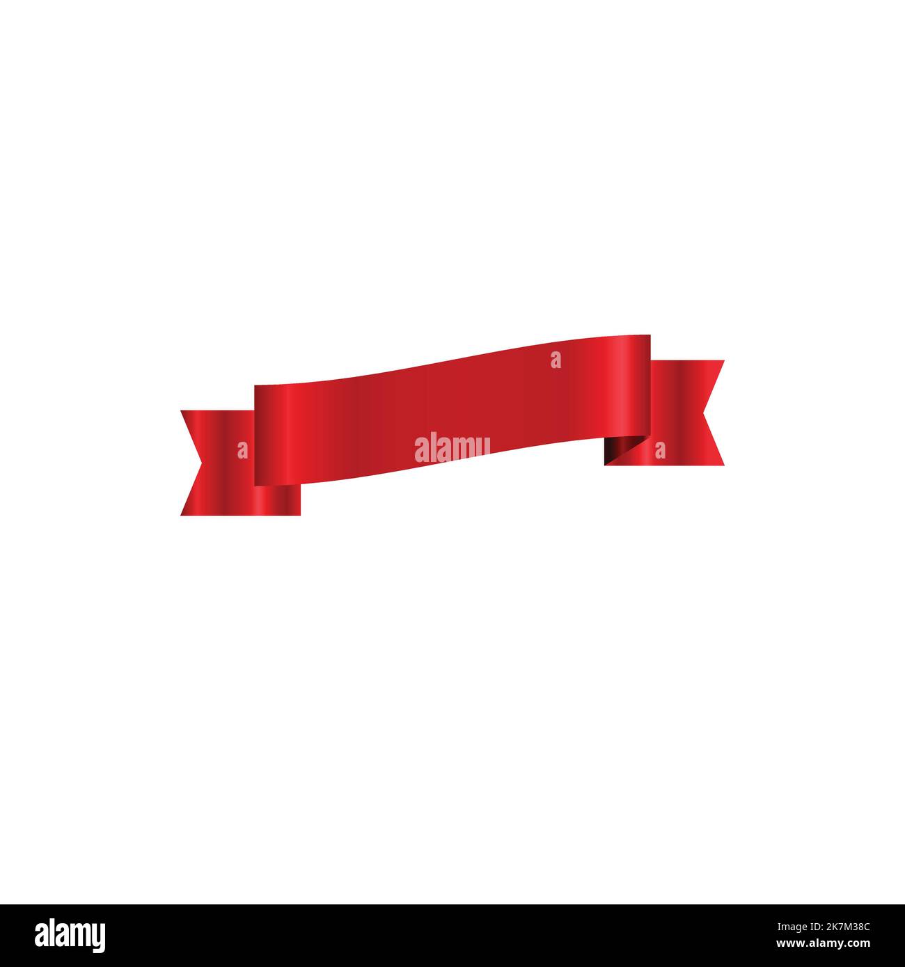 Red gradient single ribbon banner vector illustration on white isolated ...