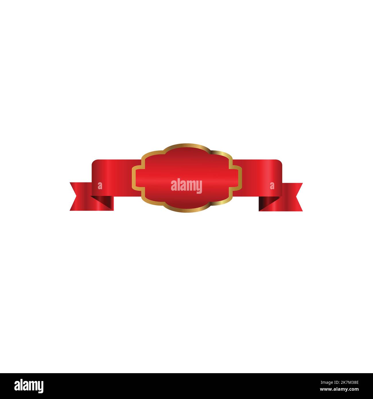 Silk single red gradient ribbon banner Vector illustration on white isolated background. Stock Vector