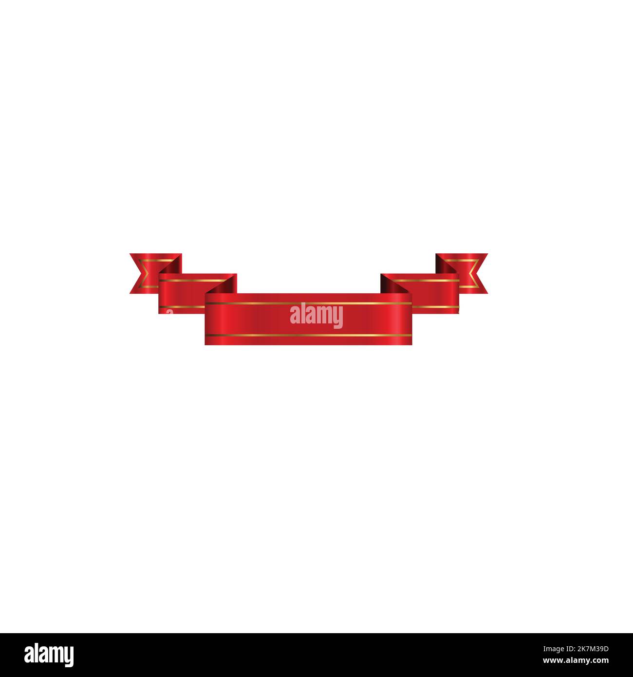 Single red ribbon on white isolated background. Stock Vector