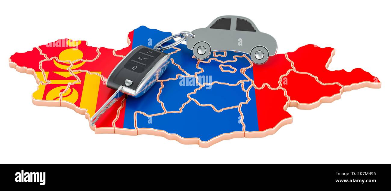 Sale or rent car in Mongolia concept, 3D rendering isolated on white