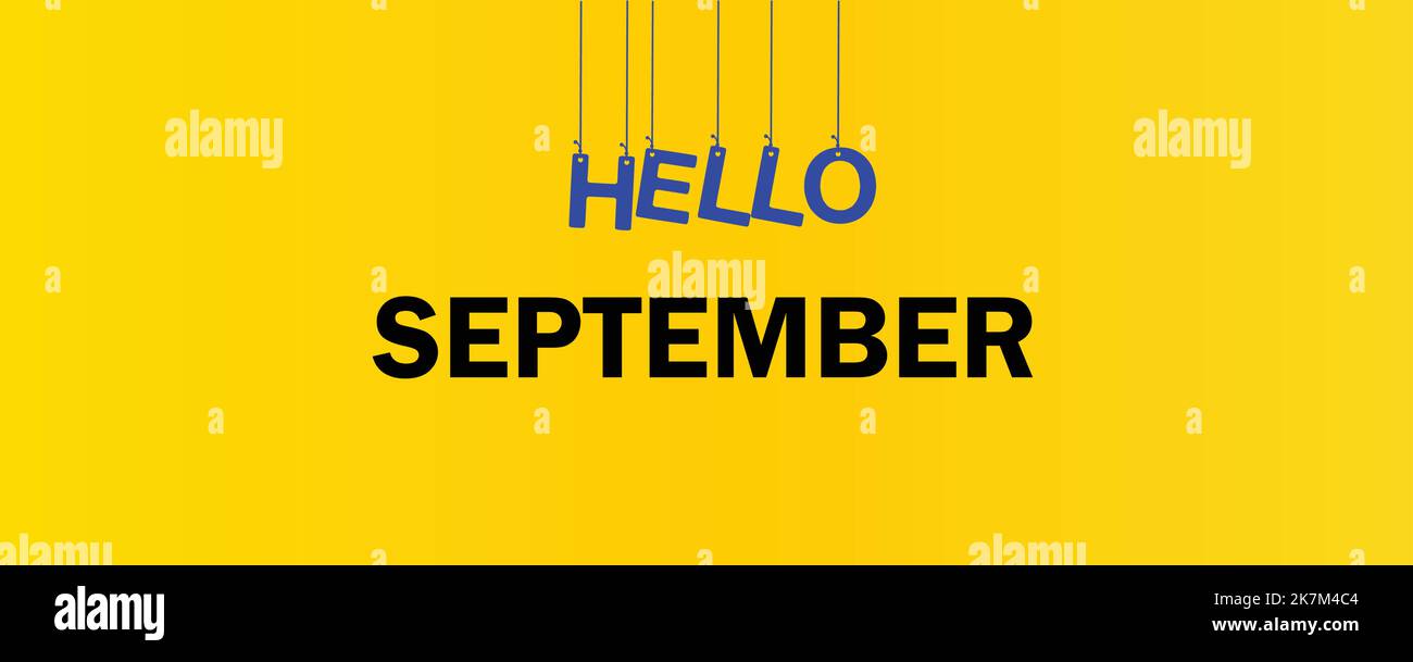 Hello September typography illustration with attractive background Stock Vector