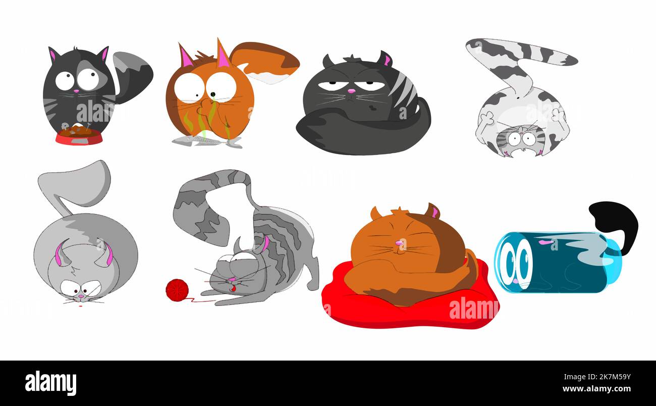 Cute cartoon cats who go about their business created by pack Stock Vector