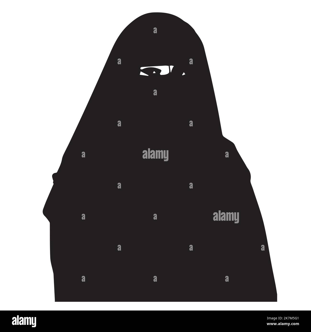 illustration of muslim women with niqab. beautiful women in black niqab, burqa Stock Vector