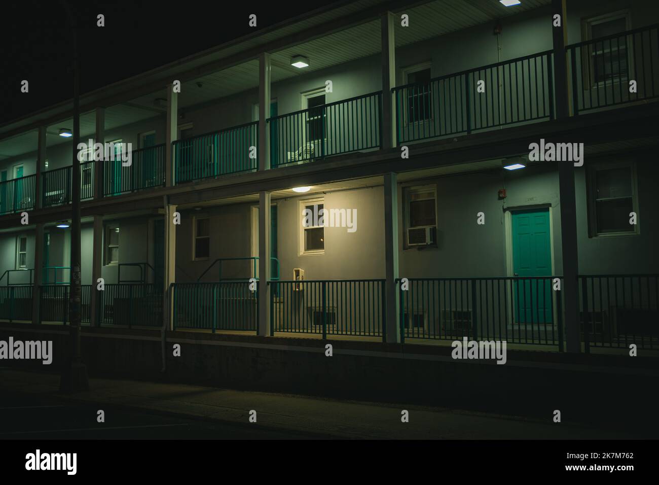 Motel at night, Seaside Heights, New Jersey Stock Photo