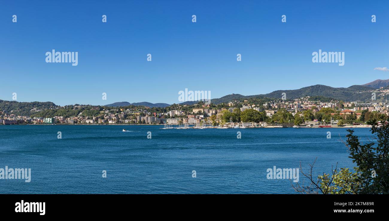 Panoramic view of Lugano, Ticino, Switzerland Stock Photo