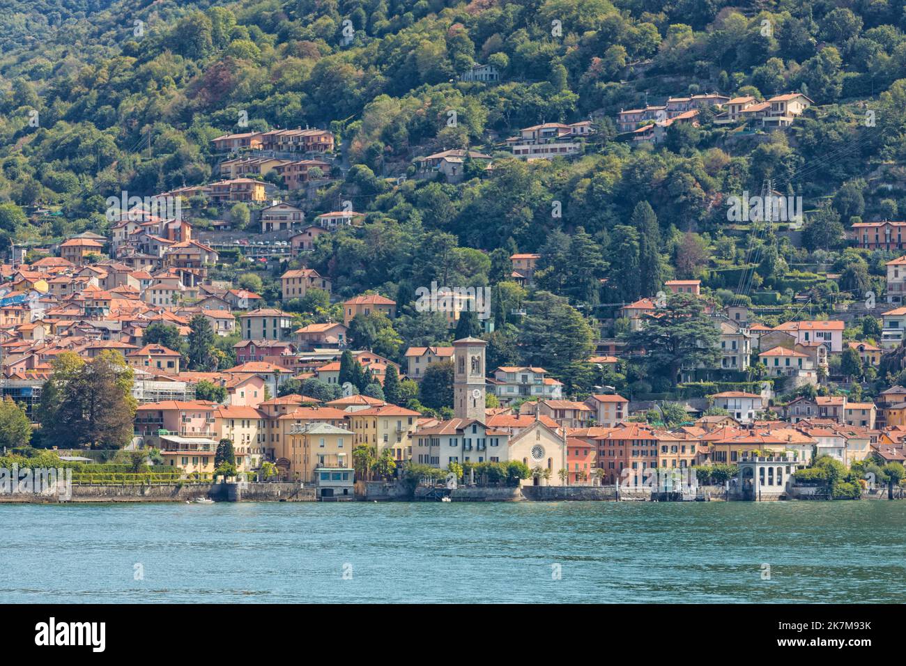Waterfront of Bellagio, town on the splitting point of Lake Como, Lombardy, Italy Stock Photo