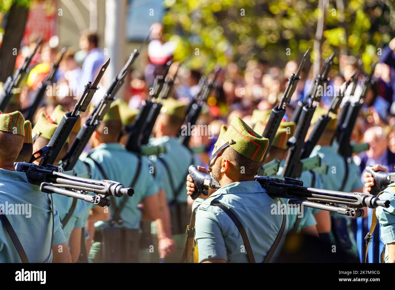 Madrid, Spain, October 12, 2022: parade of the special corps of the Legionaries in the streets of Madrid on Columbus Day. Stock Photo