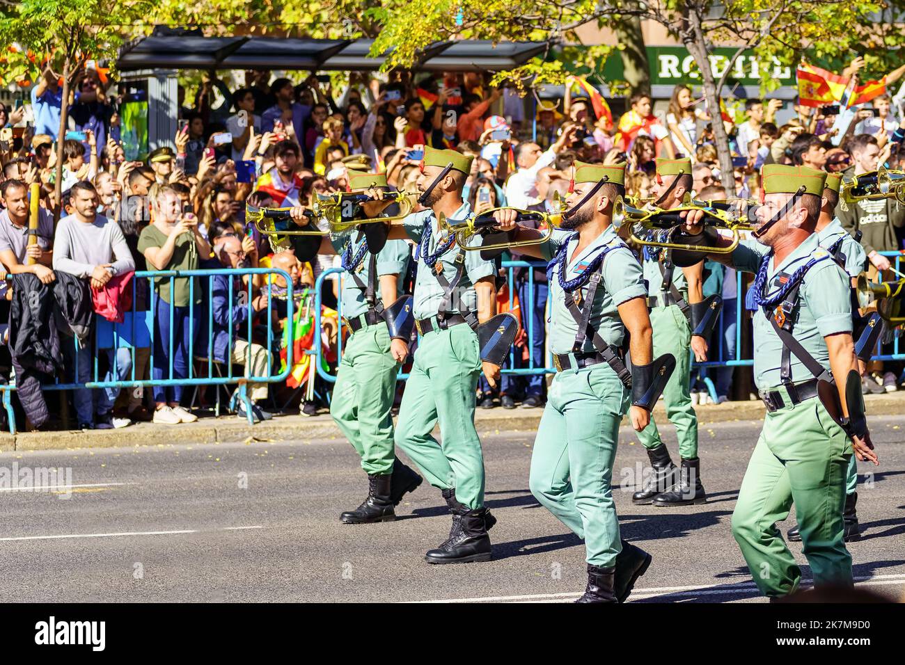 Madrid, Spain, October 12, 2022: parade of the special corps of the Legionaries in the streets of Madrid on Columbus Day. Stock Photo
