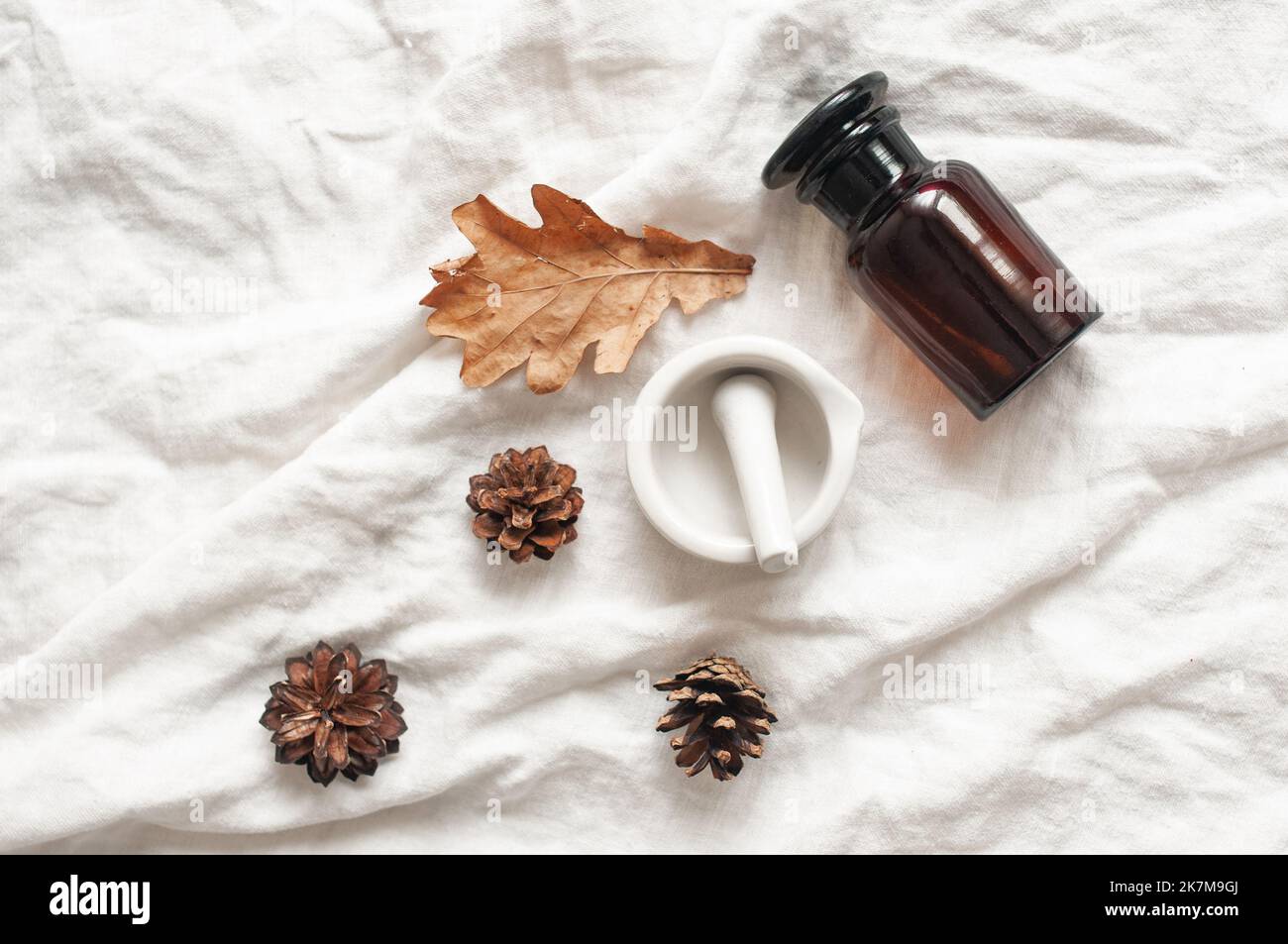 Sustainability concept cosmetic background brown glass veil with ...