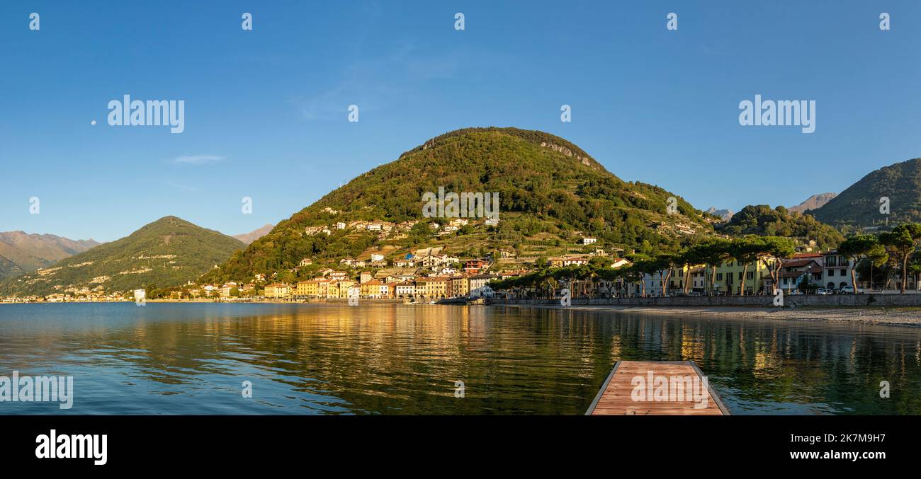 Panoramic view of Domaso, Lake Como, Italy, at dawn Stock Photo