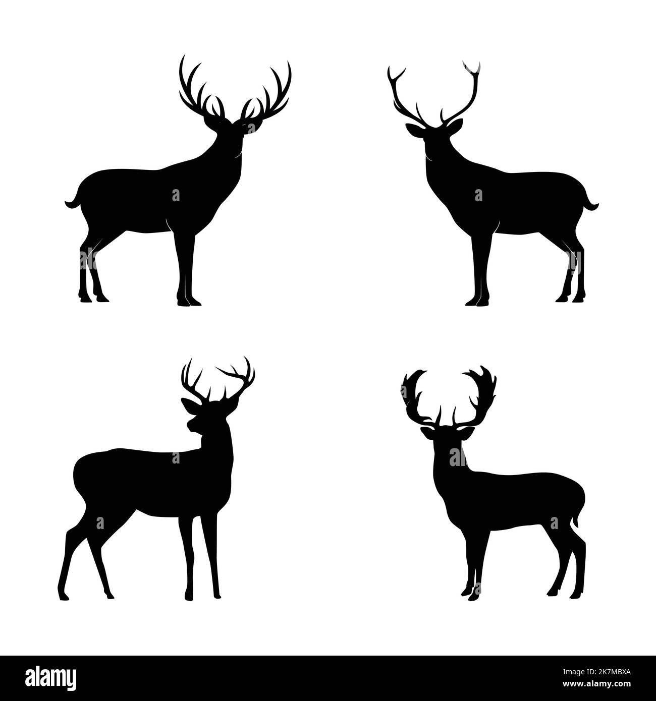 collection-of-silhouettes-of-wild-animals-the-deer-family-stock-vector