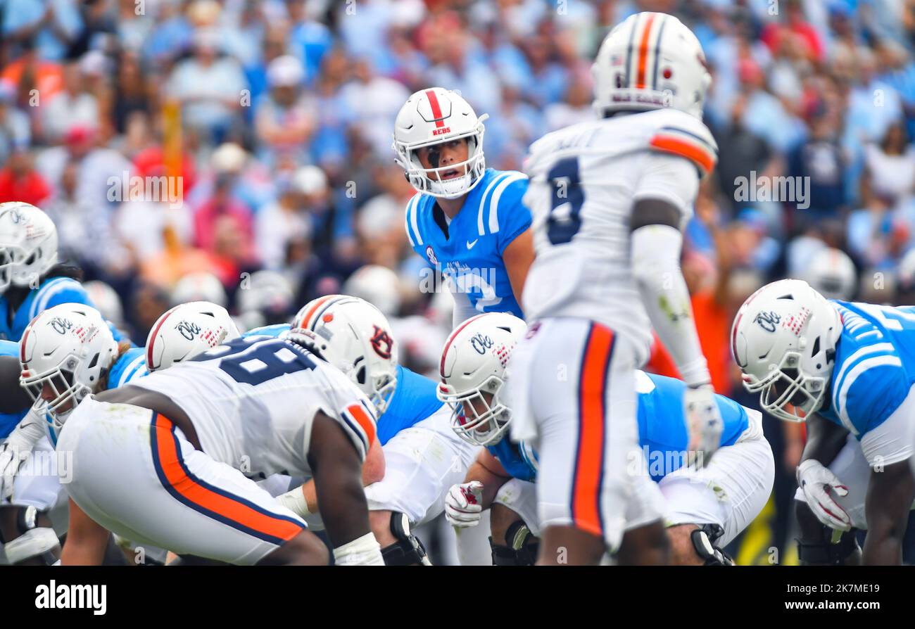 Oxford, MS, USA. 15th Oct, 2022. Mississippi Rebels quarterback Jaxson
