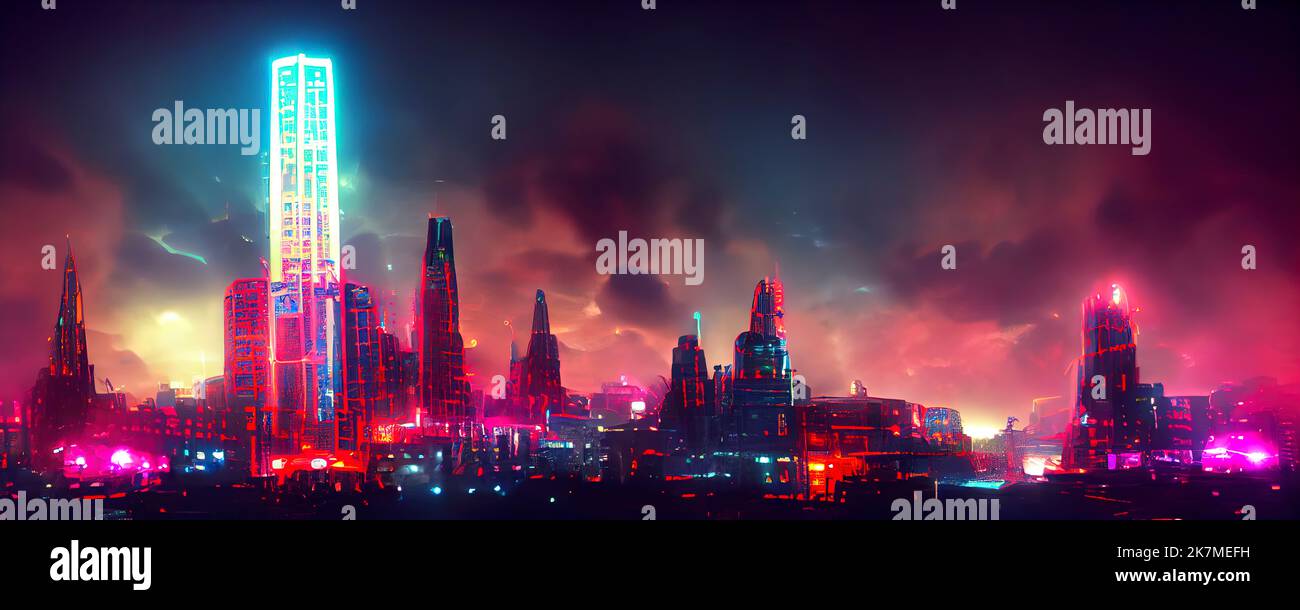 Futuristic Night City Neon Lights - Live Desktop Wallpapers