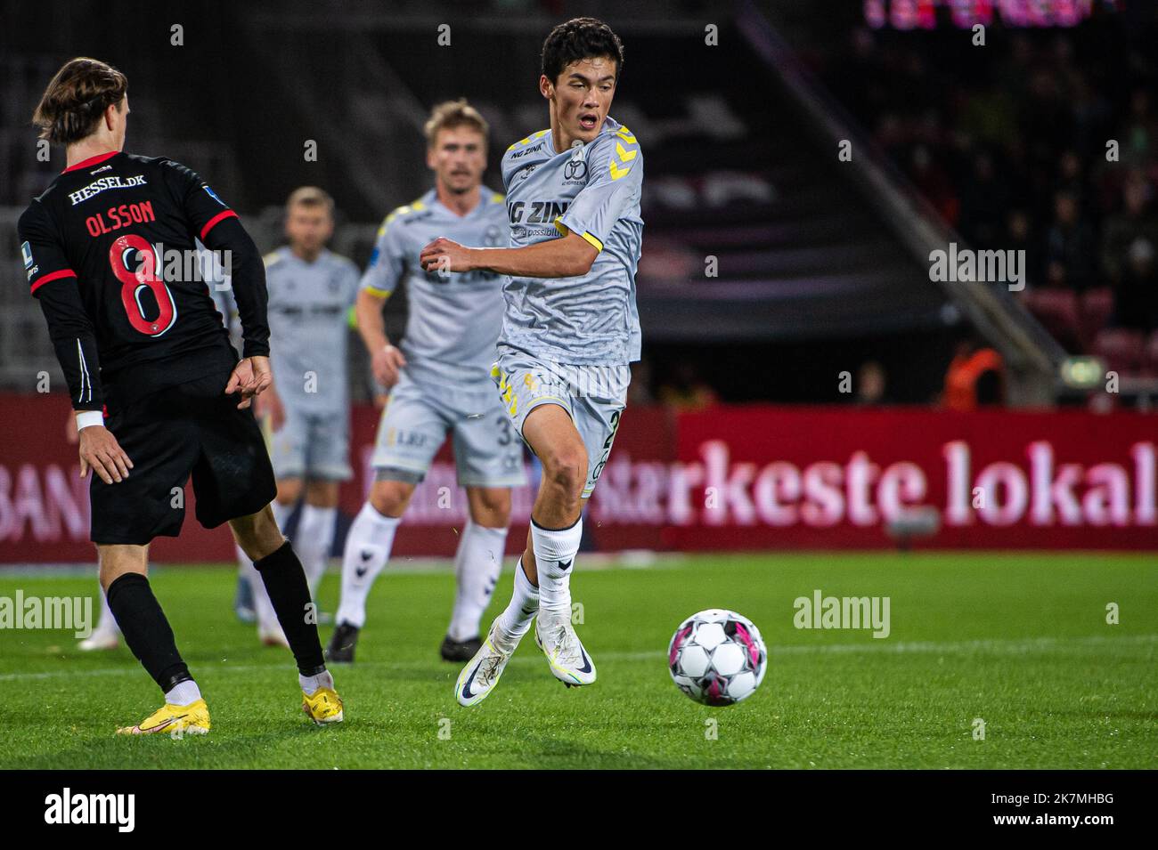 Herning, Denmark. 16th, October Elijah Just of AC Horsens seen during the 3F Superliga match between Midtjylland and Horsens at MCH Arena in Herning. (Photo credit: Gonzales Photo -