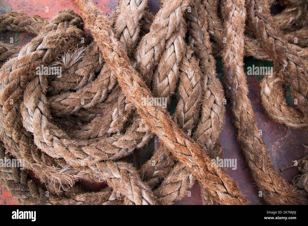 Stack dirty  jute rope   can be used as a background texture Stock Photo