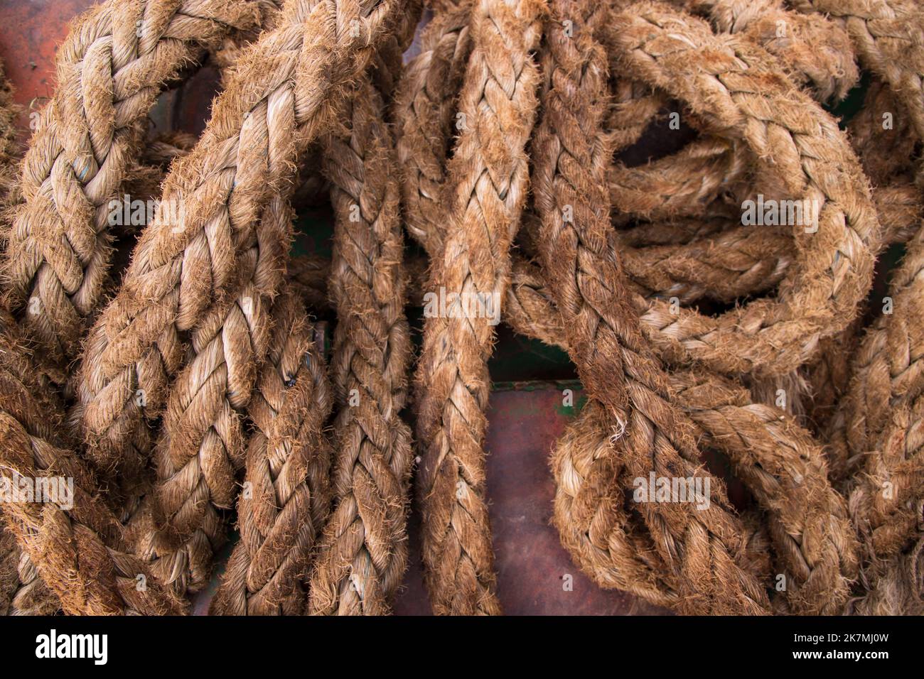 Stack dirty  jute rope   can be used as a background texture Stock Photo