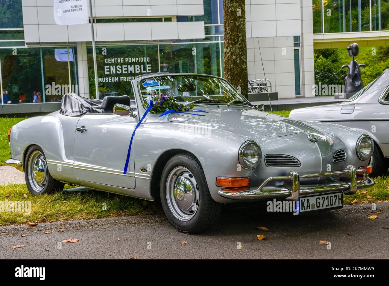 BADEN BADEN, GERMANY - JULY 2019: silver gray VW VOLKSWAGEN KARMANN ...