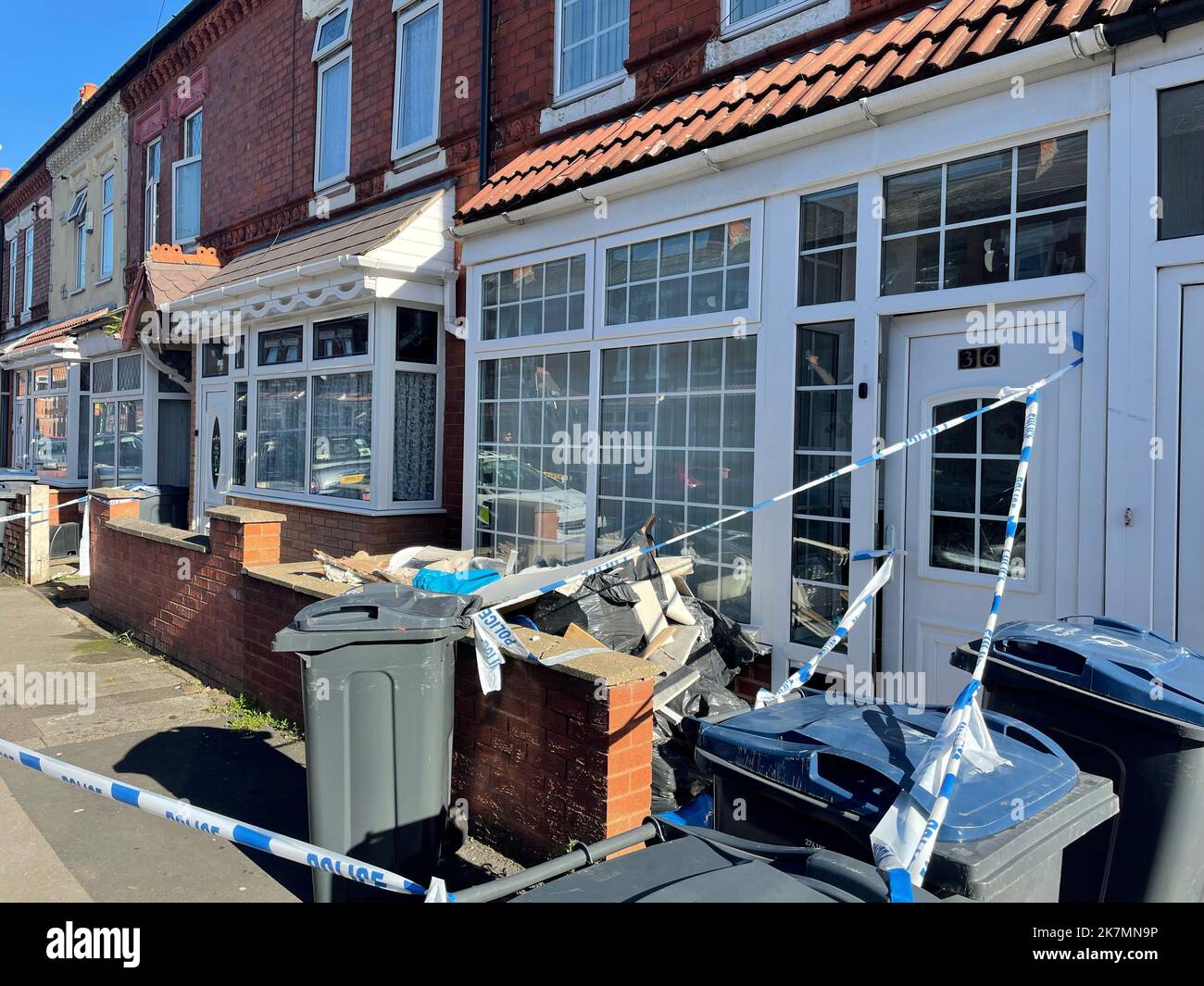 The scene in Dovey Road in Sparkhill, Birmingham, after a 29-year-old man was arrested on suspicion of murder following the death of a newborn boy in Birmingham. The three-week-old baby was not breathing when officers were called to Dovey Road at just after 3.40am on Tuesday, West Midlands Police said. Paramedics took him to hospital but he was pronounced dead soon afterwards. Picture date: Tuesday October 18, 2022. Stock Photo