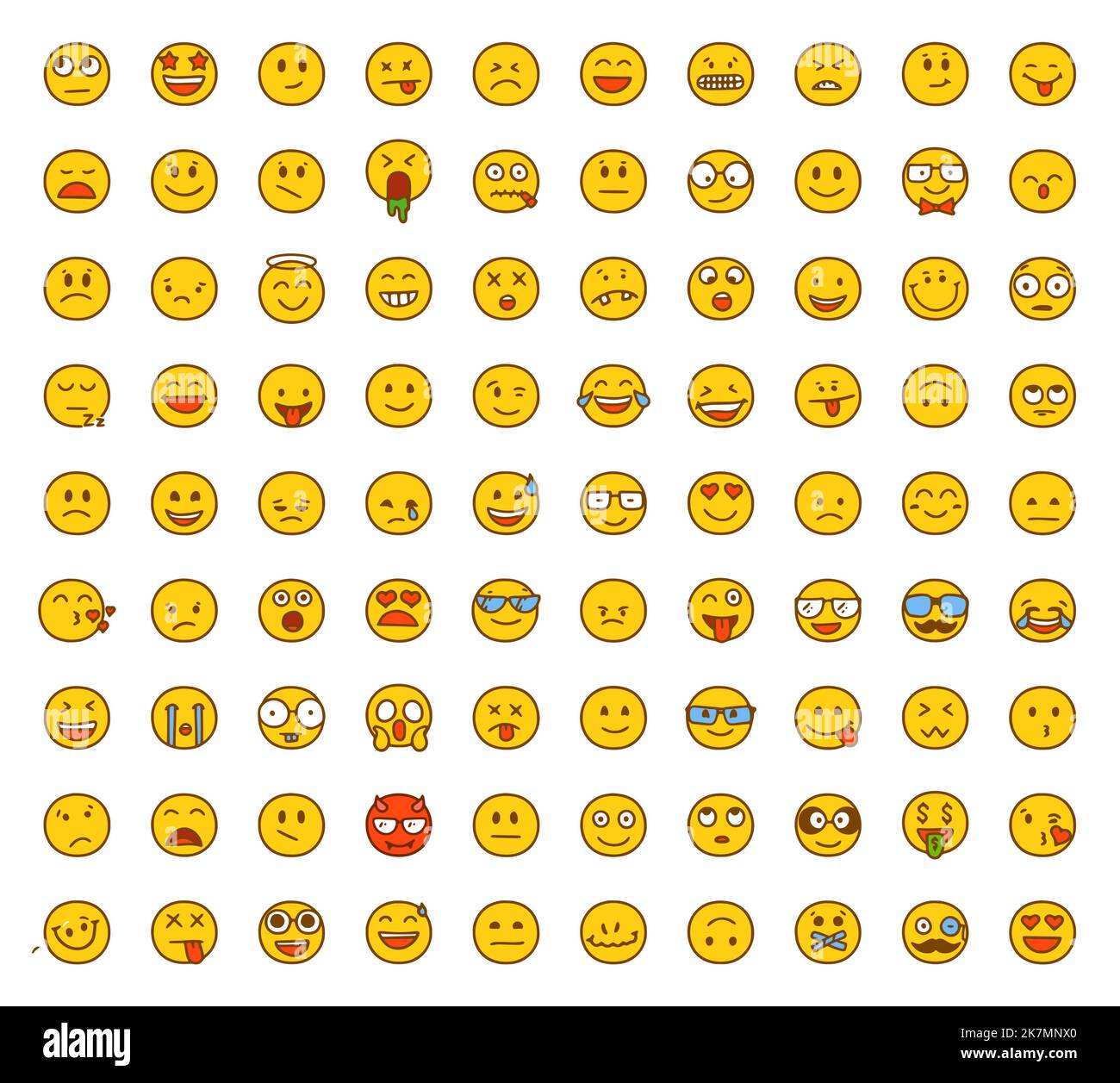 Set of emoticons showing different emotions in cartoon style isolated ...