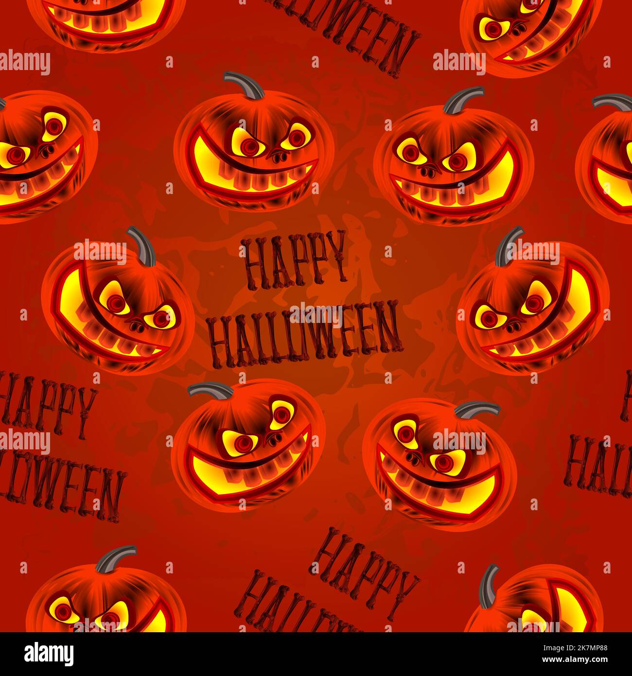 Seamless texture Happy Halloween with pumpkins orange background vector ...