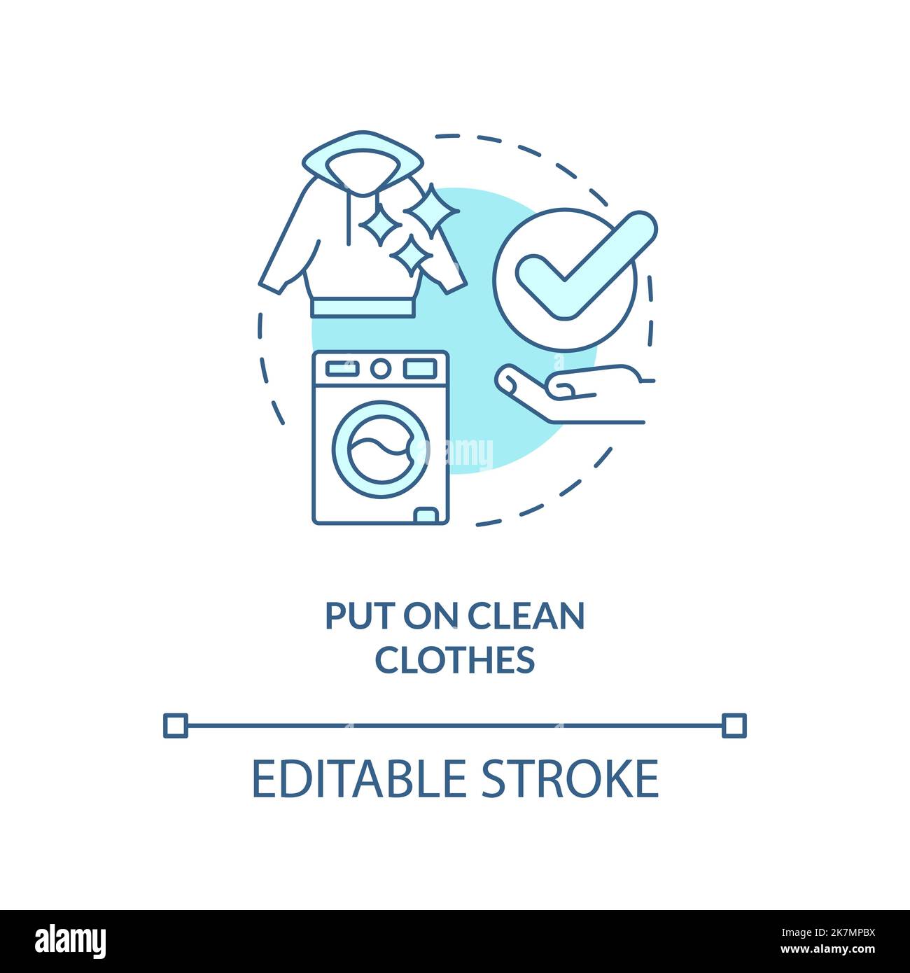Put on clean clothes turquoise concept icon Stock Vector