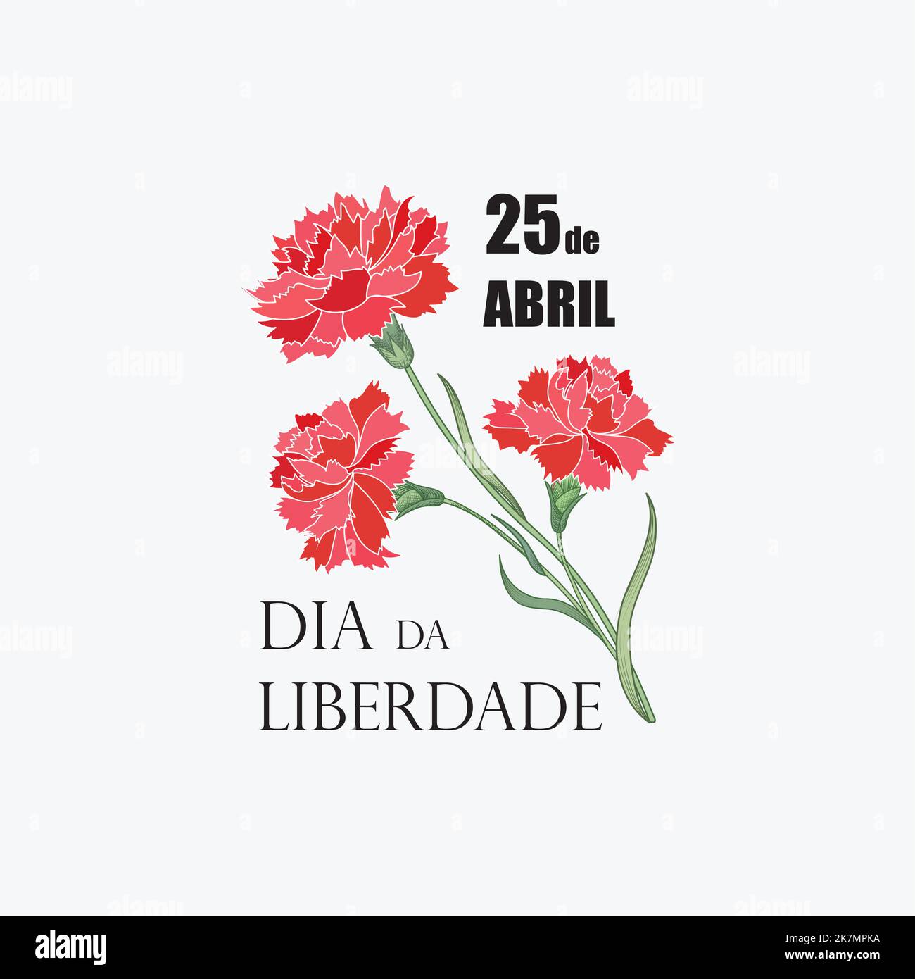 Portugal Freedom Day. 25 April Nacional Holiday of Carnation Revolution. Portuguese holiday vector illustration. Stock Vector