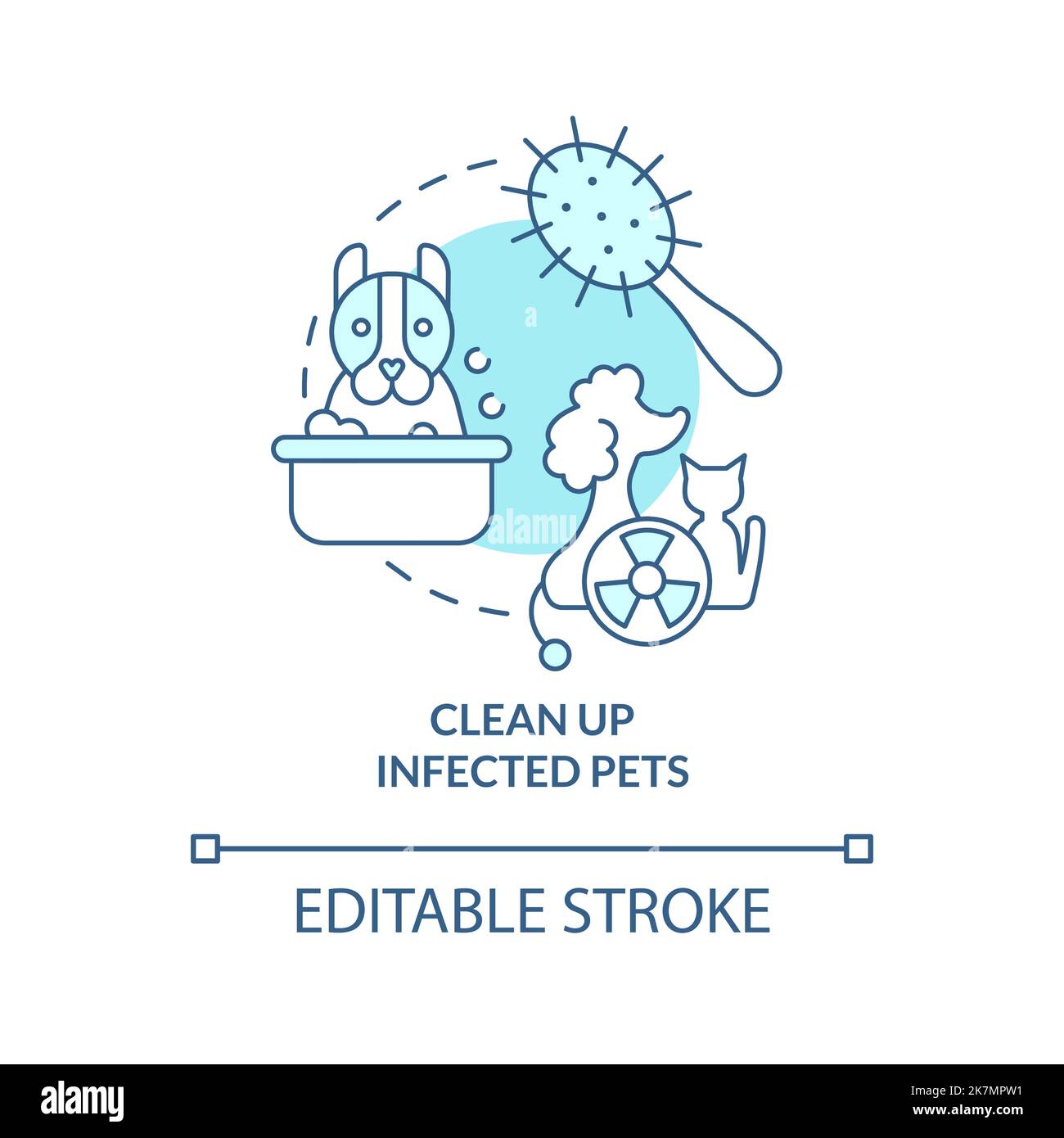 Clean up infected pets turquoise concept icon Stock Vector