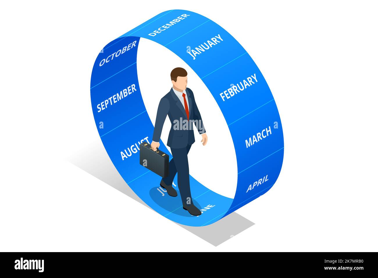 Isometric Planning schedule and calendar concept. Infographic year circle, process chart, cycle 