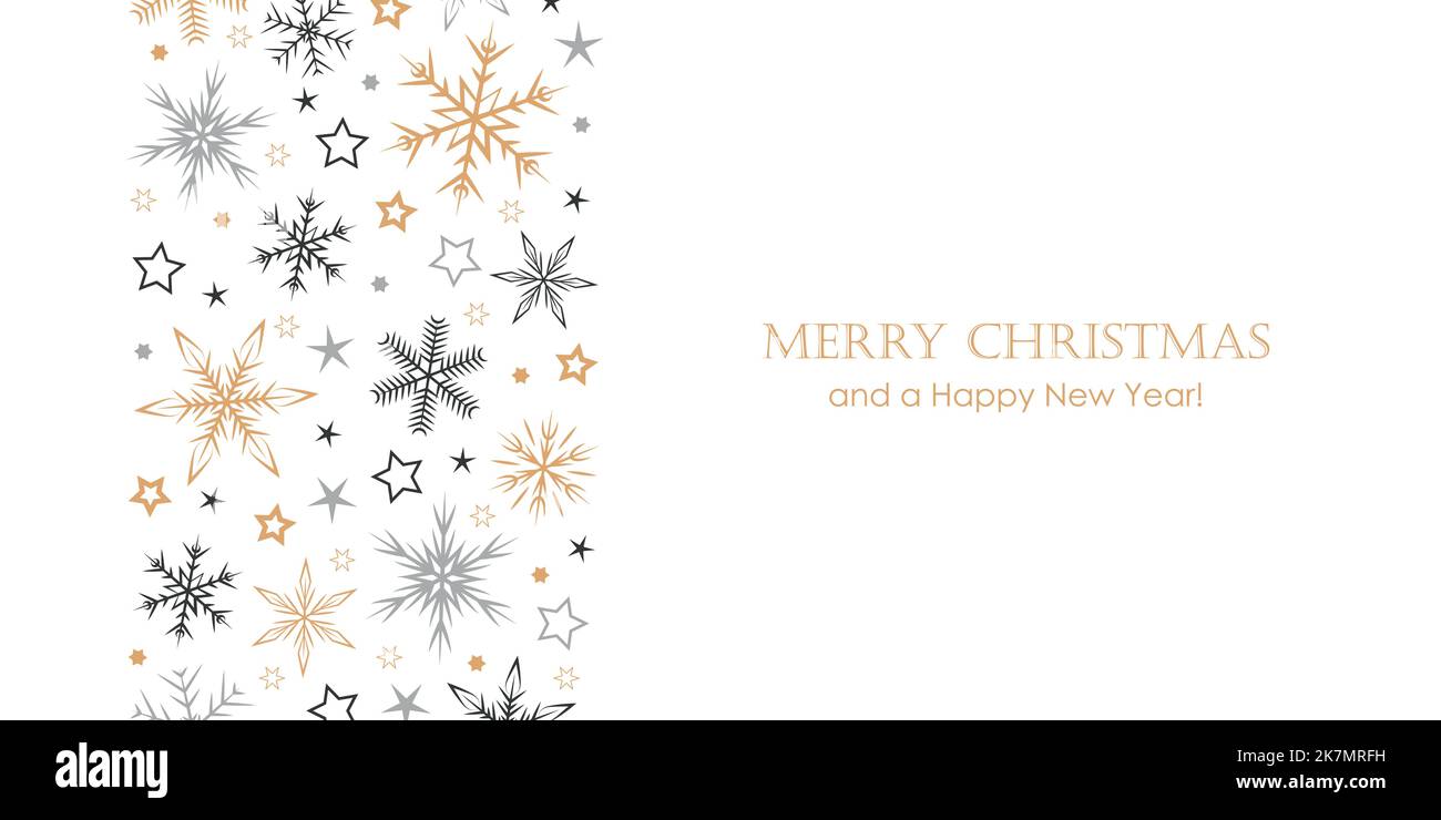 white banner christmas card snowflake border gold and silver Stock ...