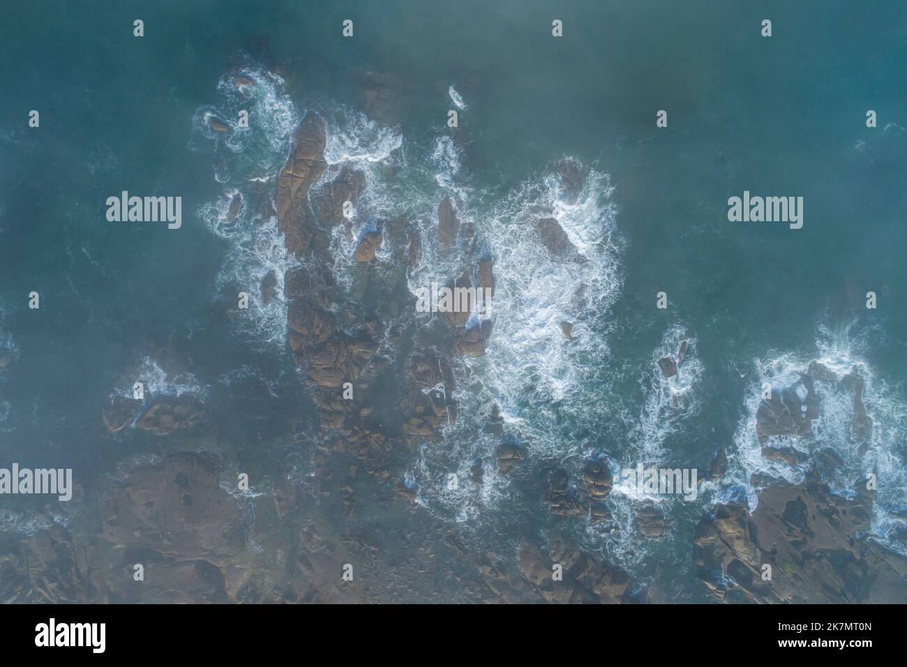 aerial view of some waves on the rocky shore, Atlantic ocean Stock ...
