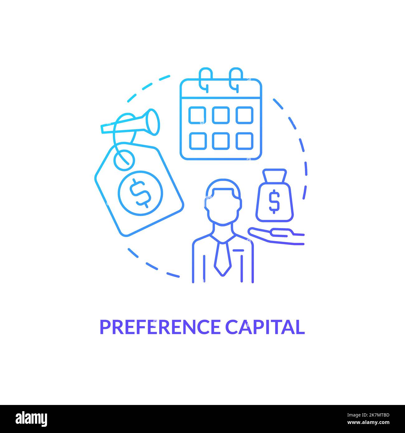 Preference capital blue gradient concept icon Stock Vector