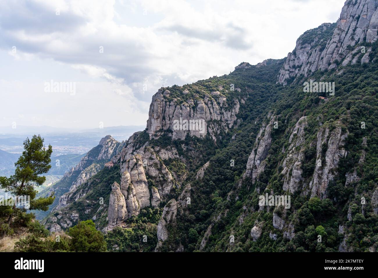 A scenic shot of the Montserrat mountain range in Catalonia, Spain Stock Photo