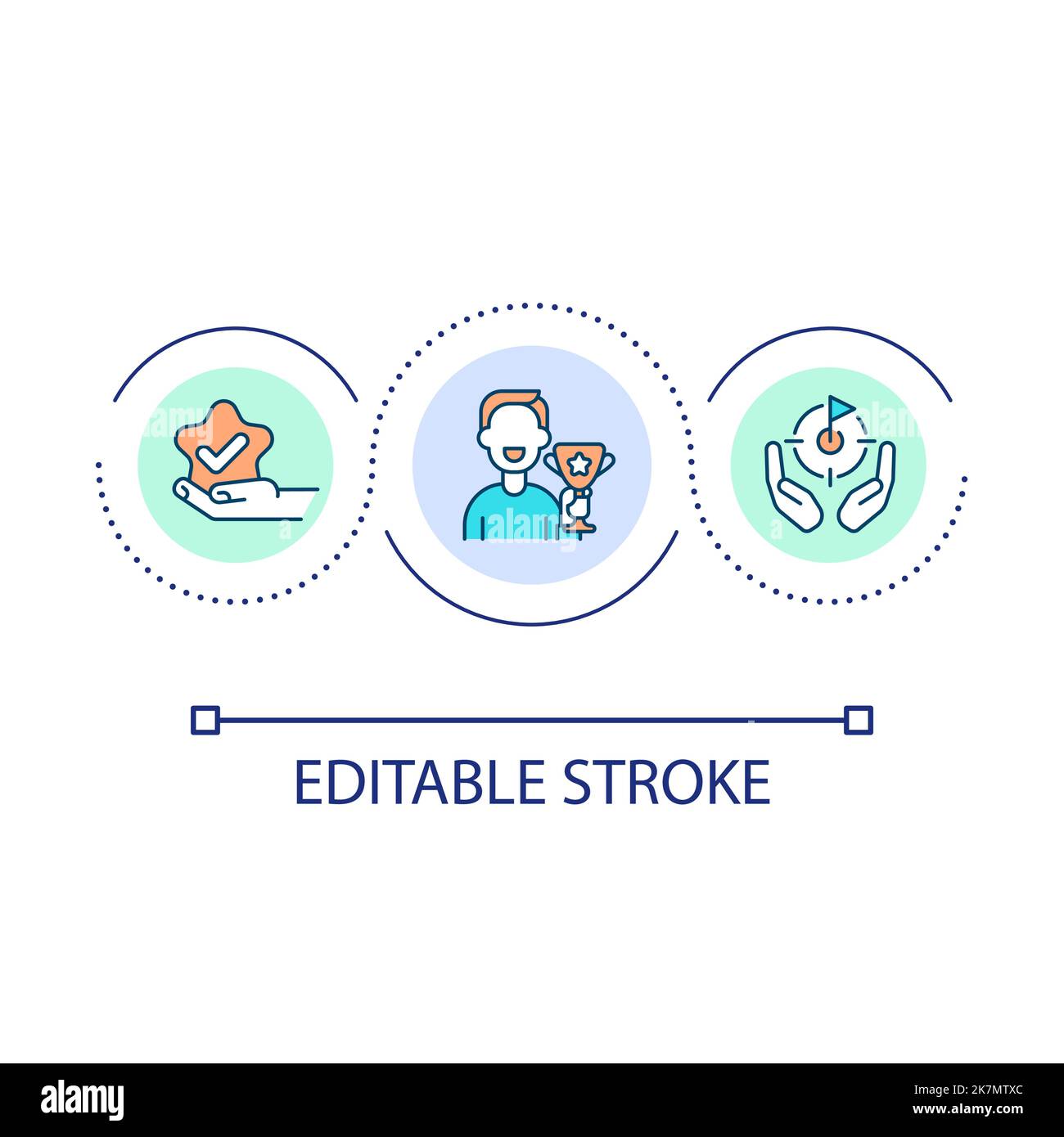 Personal achievements loop concept icon Stock Vector