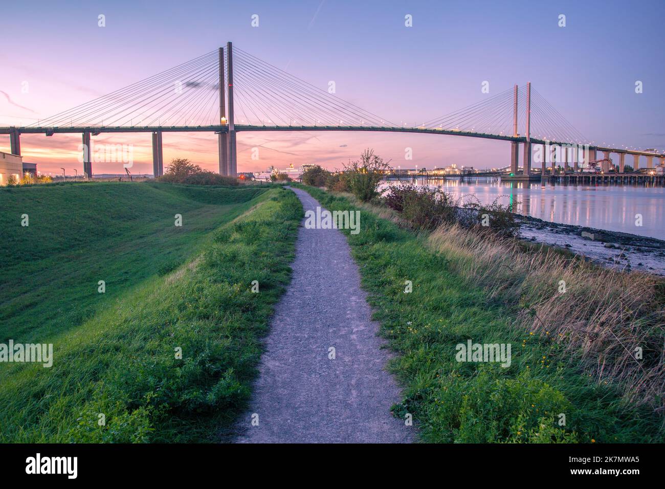 View of Queen Elizabeth II Bridge from Greenhithe riverfront, Dartford, UK Stock Photo Alamy