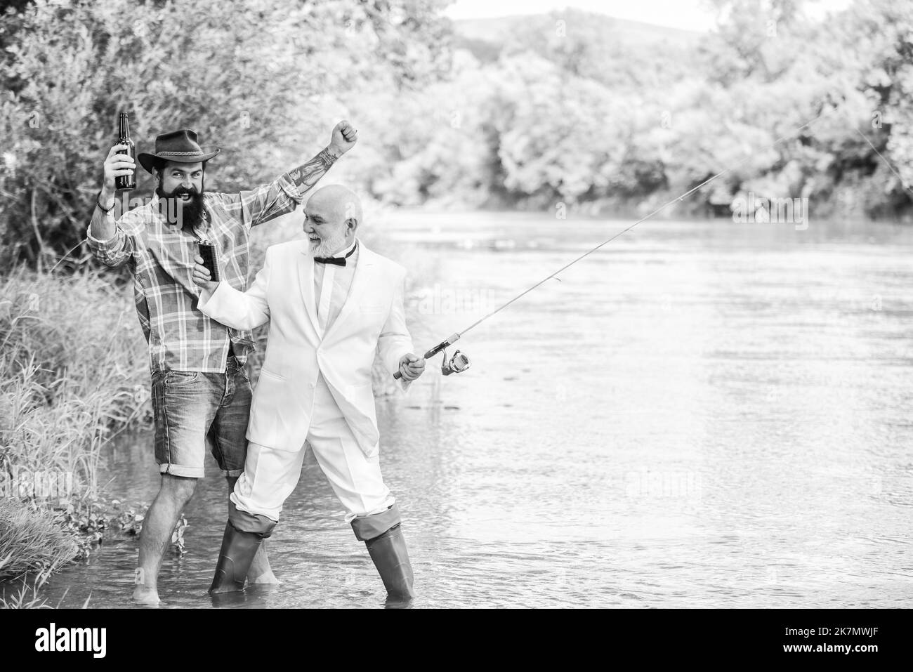 Son going fishing Black and White Stock Photos & Images - Alamy