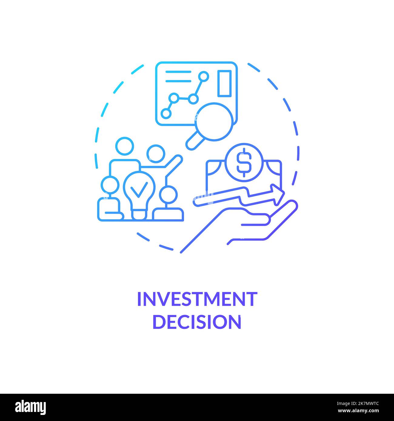 Investment decision blue gradient concept icon Stock Vector