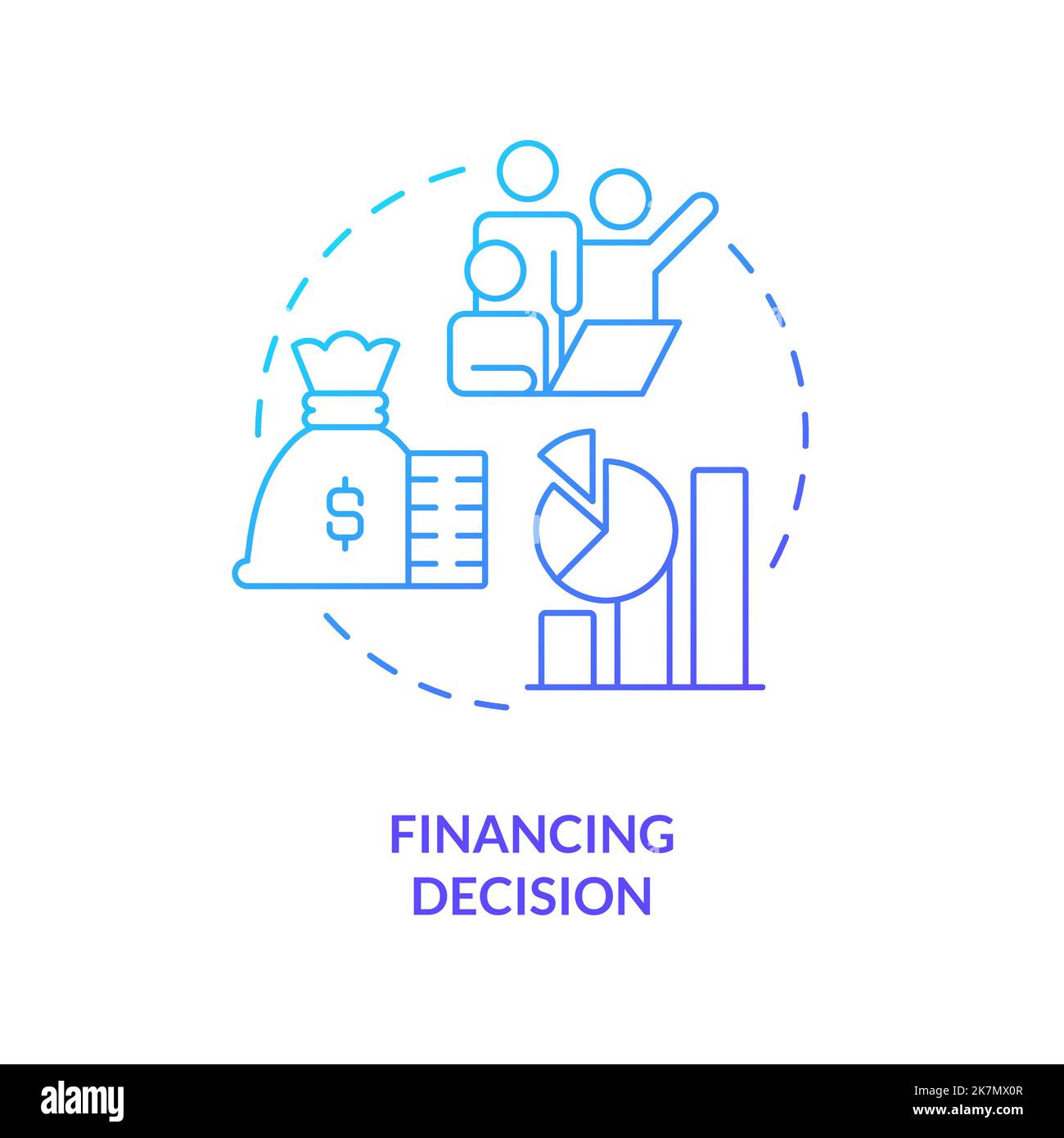 Financing decision blue gradient concept icon Stock Vector