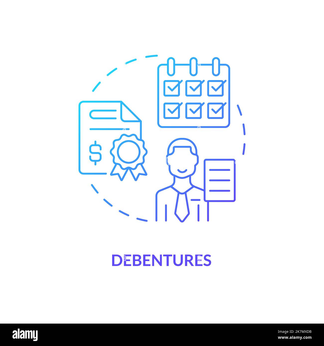 Debentures blue gradient concept icon Stock Vector