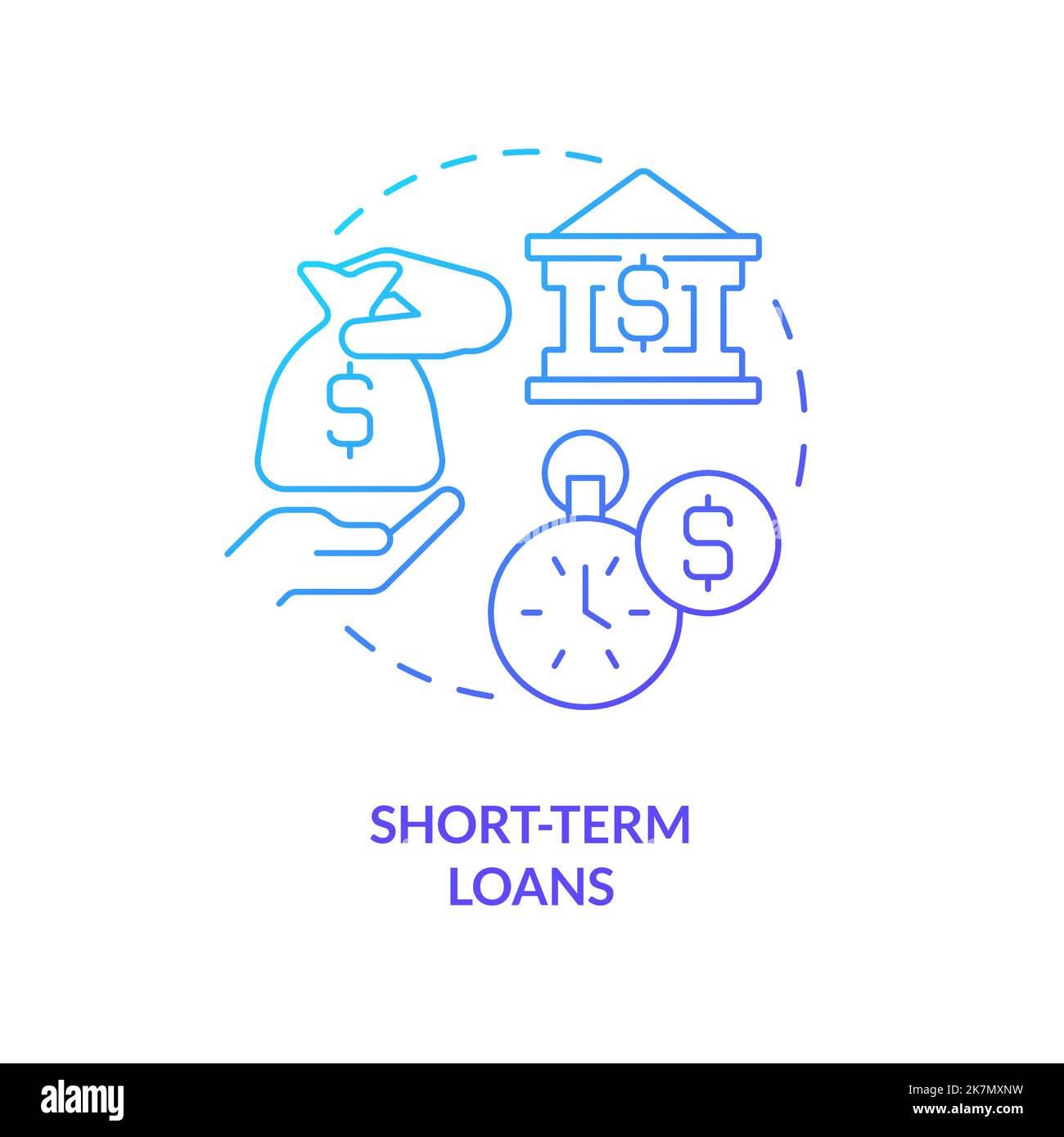 Short term loans blue gradient concept icon Stock Vector