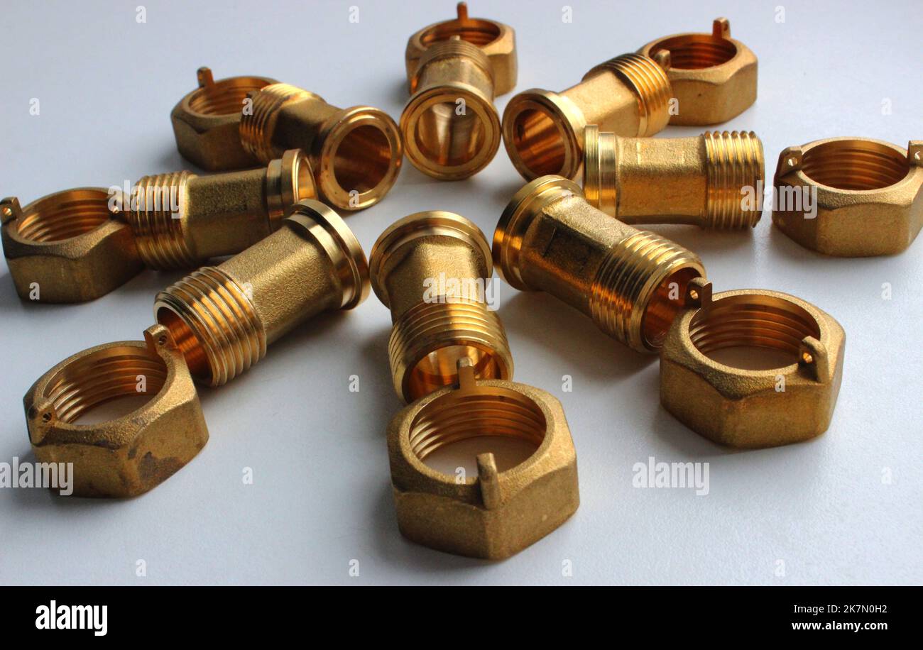 Sanitary And Plumbing Accessories. Fittings And Connection Nuts Laid