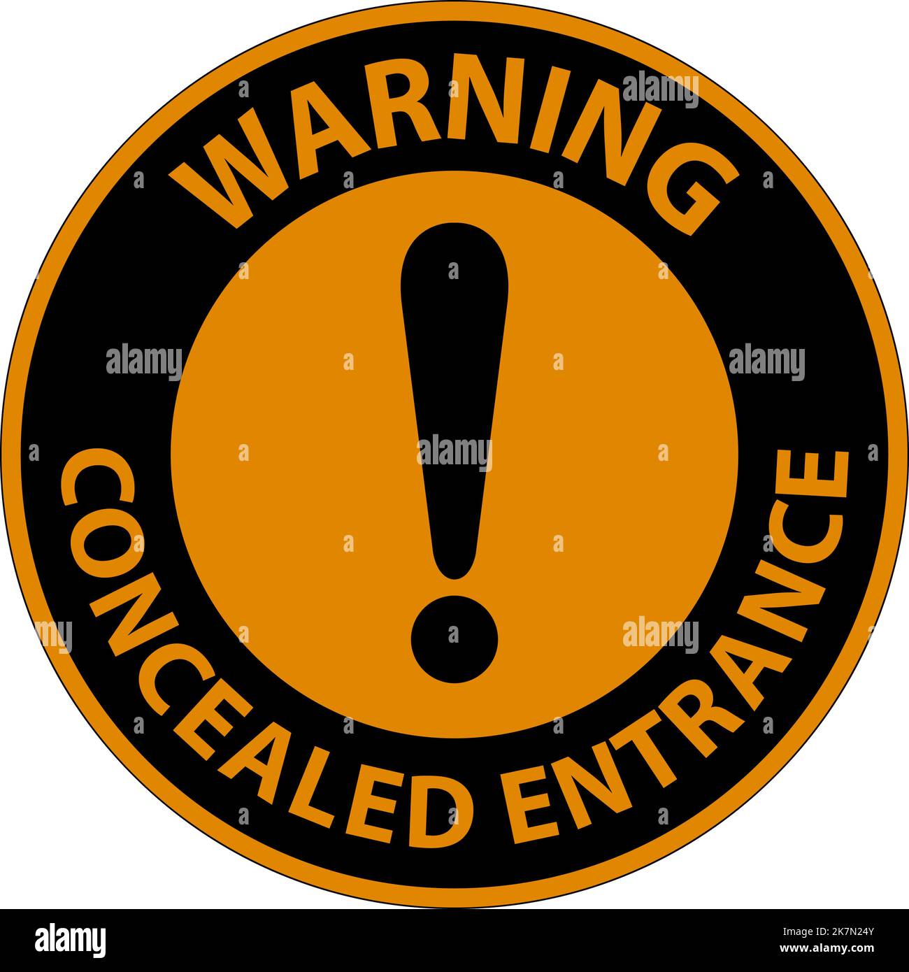 Warning Label Concealed Entrance Sign On White Background Stock Vector