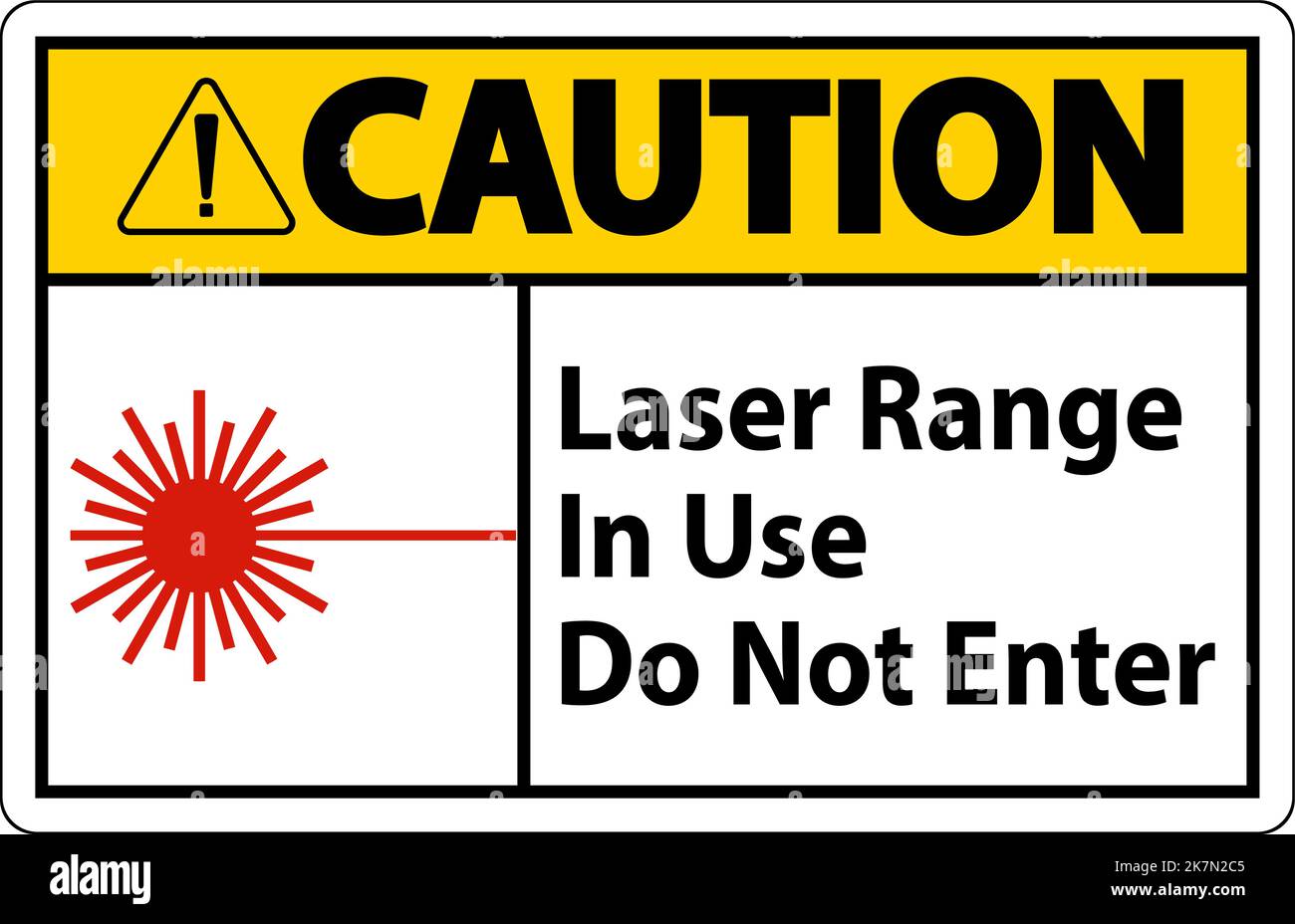Caution Laser Range In Use Do Not Enter Sign Stock Vector