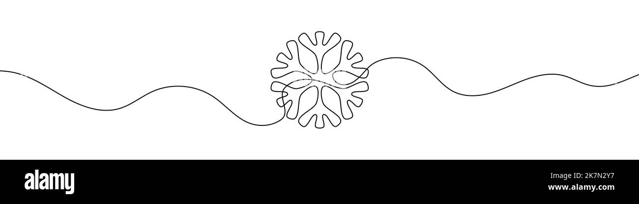 Continuous linear drawing of snowflake. Snowflake icon. One line drawn ...