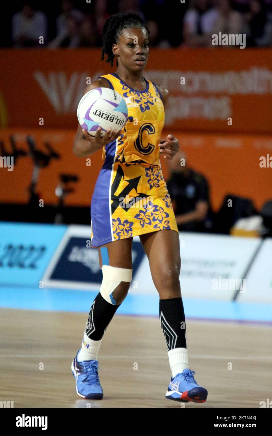 Stephian SHEPHERD of Barbados in the women's netball between Barbados v Trinidad & Tobago at the